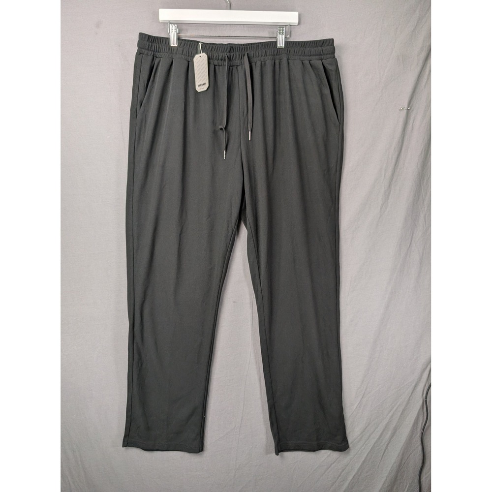 COOFANDY Mens Waffle Knit Pants Charcoal Grey Drawstring Casual Trousers 2XL